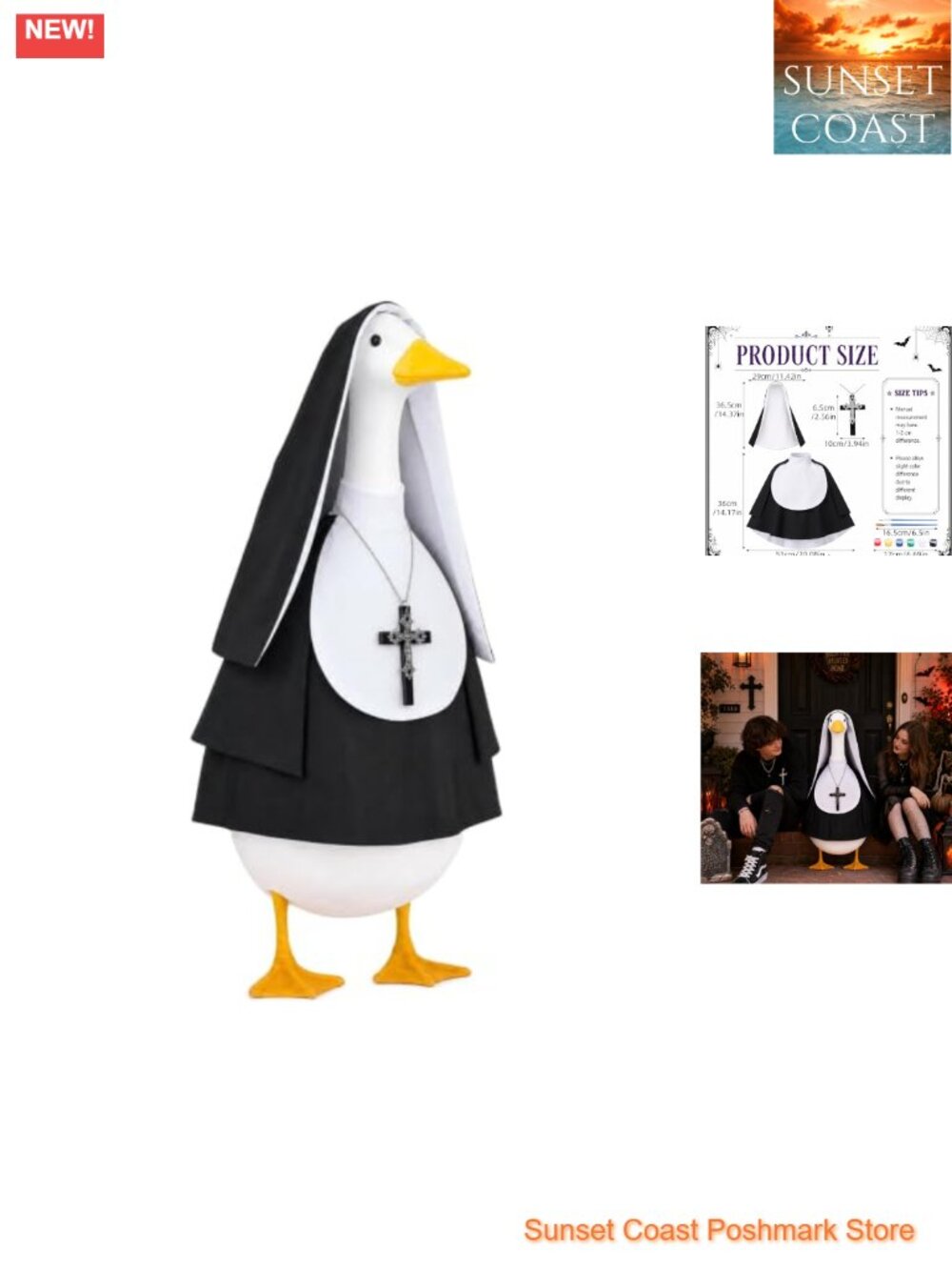 Halloween Porch Goose Outfit Gothic Dark Nun Costume 23 Inch